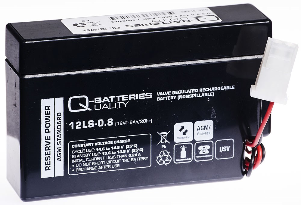 Q-Batteries Vrla 12V 0,8Ah Kabel